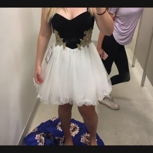 Dresses & Skirts - White, Black, and Gold Formal Dress